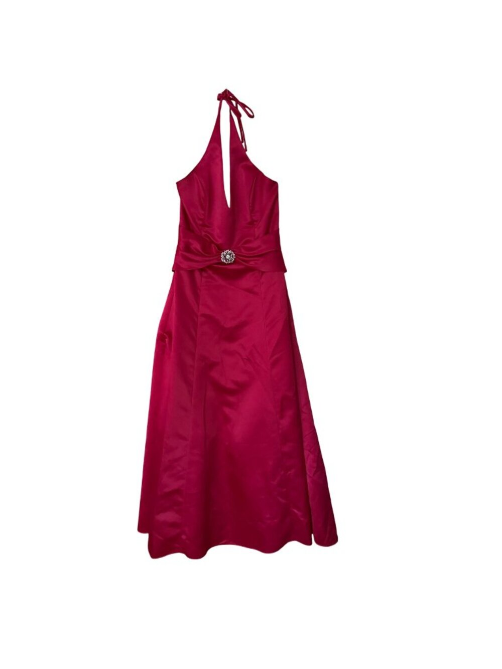 Vintage Jessica McClintock Gunne Sax Size 11/12 Fuchsia Satin Halter Y2K Gown